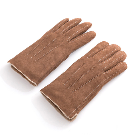 Guantes interiores de terciopelo para hombre, manoplas masculinas de estilo Simple, gruesas de tela de ante, para exteriores, para invierno ► Foto 1/6