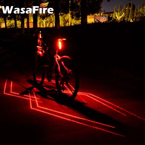 Luz de advertencia para bicicleta, a prueba de agua, plegable, con láser, frontal y trasera, recargable vía USB ► Foto 1/6