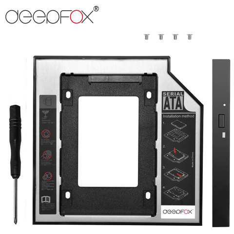 DeepFox-carcasa de plástico Optibay 2 ° HDD Caddy 9,5mm SATA3.0 2,5 