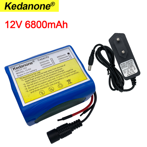 Kedanone-batería recargable 18650 de 12V, 6,8 Ah, 6800mAh, con BMS, paquetes de batería de litio, placa de protección + cargador de 12,6 V ► Foto 1/6