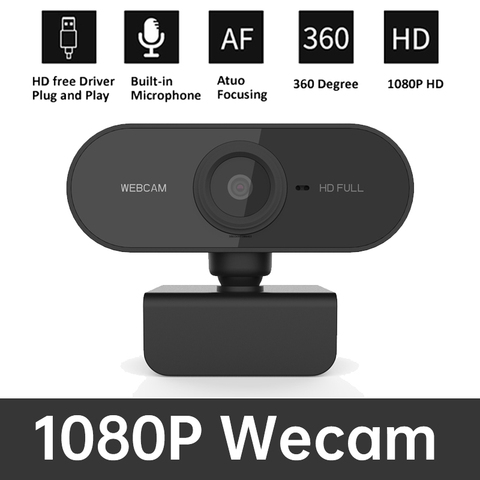 Webcam Full HD 1080P 2 Mega cámara web con micrófono de enfoque automático USB cámara Full HD 1080P cámara para ordenador PC y portátil Skype ► Foto 1/5