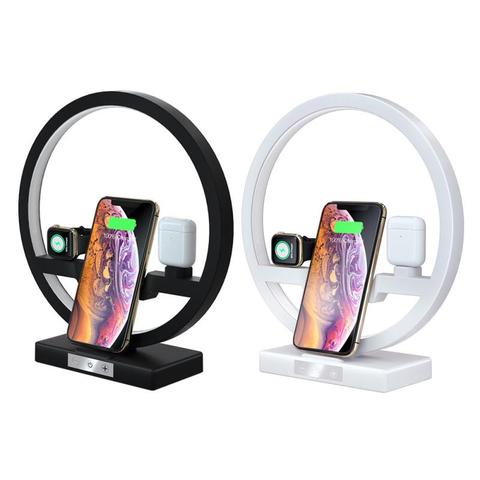 Cargador inalámbrico 3 en 1, compatible con teléfonos móviles, auriculares, lámpara de mesa, soporte de carga, superventas ► Foto 1/6