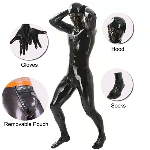 Catsuit de aspecto húmedo para hombre, traje brillante de piel sintética, medias Zentai fetiche, disfraz de Cosplay, ropa de Club, traje de piel Gay Bdsm ► Foto 1/4