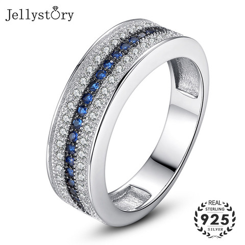 Jellystory-Anillo de Plata de Ley 925 con piedra preciosa de circón y zafiro redondo, joyería fina, para mujeres ► Foto 1/6