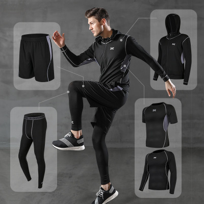 5 unids/set chándal de los hombres de deportes traje de gimnasio ropa de Fitness correr Jogging ropa deportiva entrenamiento medias ► Foto 1/5