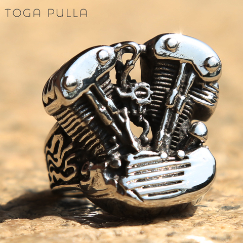 Cool Punk Biker-Anillo de motor de acero inoxidable 316L para hombre y niño, anillo locomotor para motocicleta, regalo de fiesta, joyería ► Foto 1/6