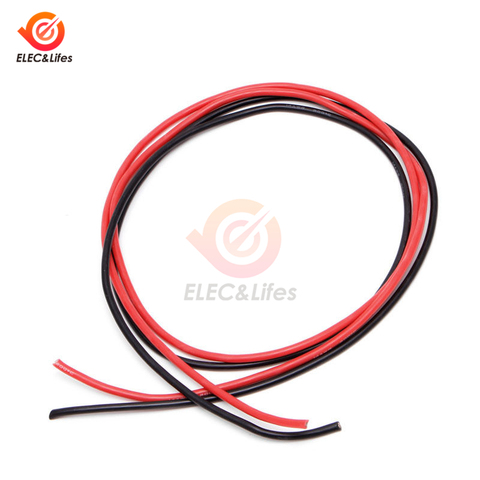 1 Set 14 AWG Alambre de calibre Flexible Cables de cobre trenzado de silicona 2m para RC negro 1M rojo + 1M de silicona de alambre 14AWG ► Foto 1/5