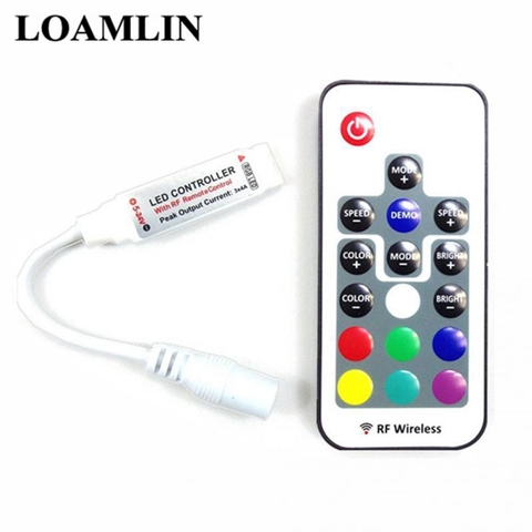 Control remoto de atenuación LED inalámbrico Mini RF de 17 teclas para tiras de Color RGB 5050/3528/5730/5630/3014 ► Foto 1/3