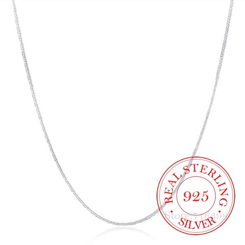 Collar de cadena lateral de Plata de Ley 925 auténtica fina de 16-30 pulgadas de 2mm para mujeres, niñas y niños-75cm de 40, collar de joyería kolye ► Foto 1/5