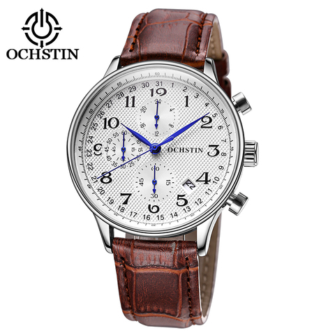 OCHSTIN-Reloj de pulsera de cuero para hombre, cronógrafo de cuarzo, informal, a la moda, resistente al agua, 2022 ► Foto 1/6