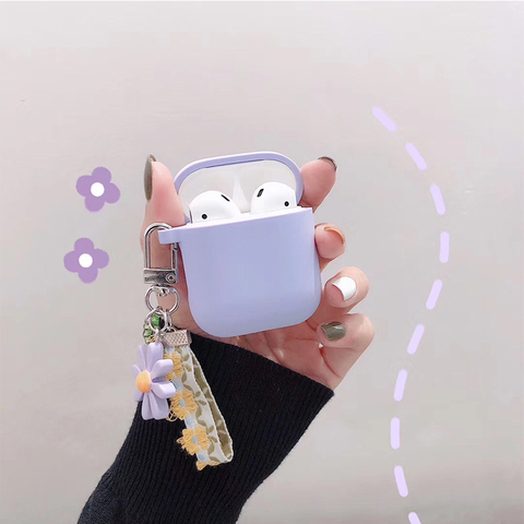 Funda coreana bonita de lujo con decoración de flores para Apple Airpods, accesorios de adorno, auricular Bluetooth, funda de silicona, llavero ► Foto 1/6