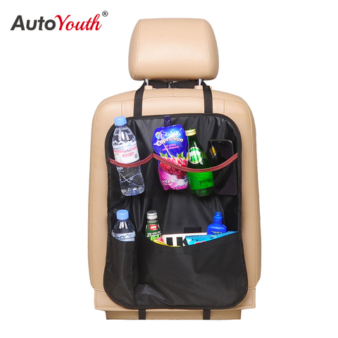 AUTOYOUTH-organizador de asiento trasero de coche, bolsa de almacenamiento de viaje multibolsillo, almacenamiento de juguetes para niños, Protector de asiento trasero/alfombrilla de patadas ► Foto 1/2