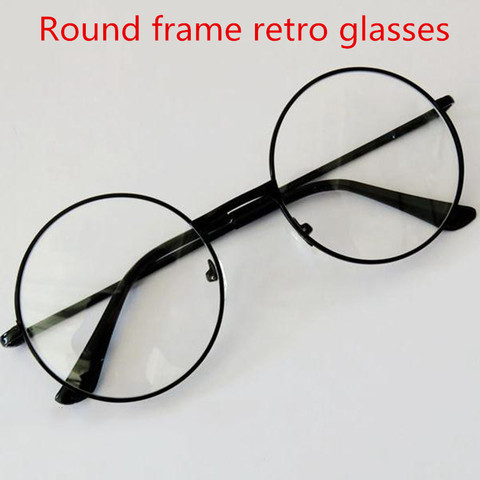 Moda Vintage Retro Metal lente claro, Marco medio de gafas mujer Nerd gafas para Geek gafas negro de gran tamaño redondo círculo gafas ► Foto 1/6