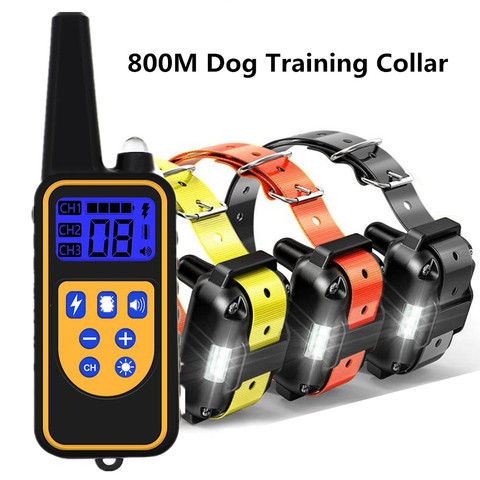 Collar de entrenamiento eléctrico para perro, collarín de 800m, impermeable, recargable, Control remoto para mascotas con pantalla LCD para todos los tamaños, sonido de vibración de choque ► Foto 1/6