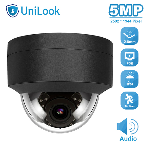 UniLook (Hikvision Compatible) cámara IP de 5MP Domo POE micrófono incorporado en/seguridad exterior IR 30m H.265 CCTV Video vigilancia ONVIF ► Foto 1/5