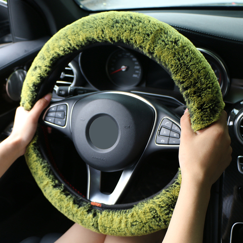 Invierno súper suave de protector para volante de coche Universal caliente de piel sintética de manillar en la dirección de la rueda trenza hermosa ► Foto 1/6