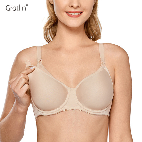 Gratlin-Sujetador de talla grande aro maternidad para mujer, ropa interior con relleno, copa de C-H ► Foto 1/6