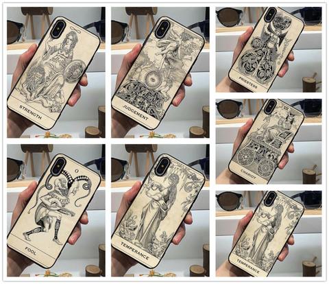 Funda de teléfono con diseño de Tarot para Iphone, protector de Tpu blando en color negro para móviles Iphone 12Pro Mini 11Pro Max Se2022 6s 6 7 8 plus 5s 5 X XS XR Xsmax ► Foto 1/6