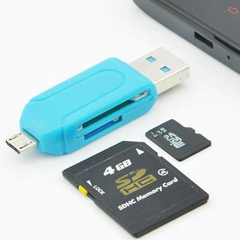 Nuevo USB 2 en 1 lector de tarjetas OTG Micro Universal USB lector de tarjetas TF SD para PC teléfono ► Foto 1/6