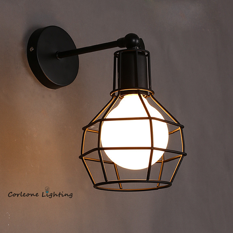 Lámpara de pared Retro Industrial, candelabro de pared de arte del hierro, Retro, E27, aplique LED de pared de salón ► Foto 1/6