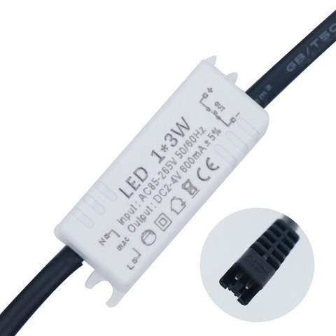 DC2-4V de Controlador LED, 1x1W, 1x3W, 300MA, 600Ma, fuente de alimentación, transformadores de luz para iluminación LED empotrada, AC85-265V ► Foto 1/2