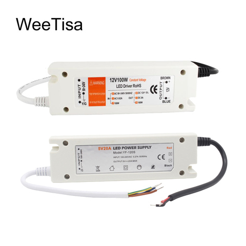 Fuente de alimentación de 5 V, Controlador LED de 12 V, adaptador de potencia de voltaje de 12 voltios, 60W, 72W, 100W, CA de 110V, 220V a CC de 5 V, 12 V, 8A, 20A, transformador de cinta LED ► Foto 1/6