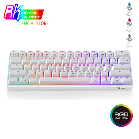 Teclado mecánico para jugar TKL RK61, teclado inalámbrico con 61 teclas, Bluetooth 60%, RGB, azul, marrón y rojo, KeycapsPBT, Pudding ► Foto 1/6