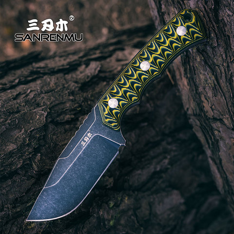 SANRENMU-cuchillo de hoja fija S738, hoja 12C27, utilidad para acampar al aire libre, cuchillo de caza táctico de supervivencia, herramienta EDC con funda K ► Foto 1/6