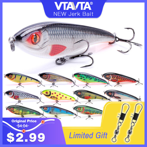 VTAVTA 9g/21g Jerkbait se hunde VIB pesca duro Artificial idiota cebo de Pesca del Lucio Wobblers Crankbait con origen ganchos ► Foto 1/6