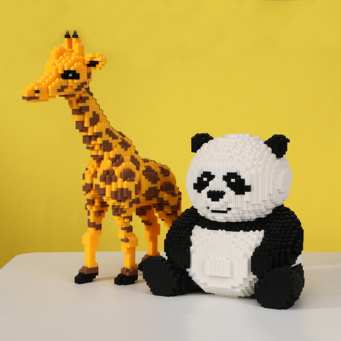 Bloques de construcción mágicos de Panda para niños, 8200 Uds. + Animal, figura de bloques de conexión Micro ensamblada de jirafa, modelo 3D, juguetes para regalo de Navidad ► Foto 1/6