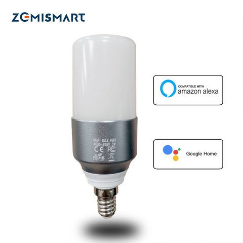 E14 bombilla RGBW LED inteligente vela luz de trabajo con Alexa eco Google asistencia IFTTT voz WIFI temporizador de Control de la lámpara ► Foto 1/6