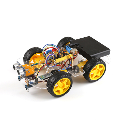 Kit de coche Robot 4WD para Arduino UNO R3, juguetes inteligentes para proyectos STEM para niños, pista ultrasónica para evitar obstáculos, control remoto ► Foto 1/5