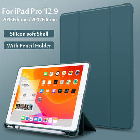 Para iPad Pro 12,9, edición de 2017 (con tecla de inicio) funda para iPad Air, iPad Pro 12,9, 2015 con lápiz titular seguro magnético funda inteligente cubierta ► Foto 1/6