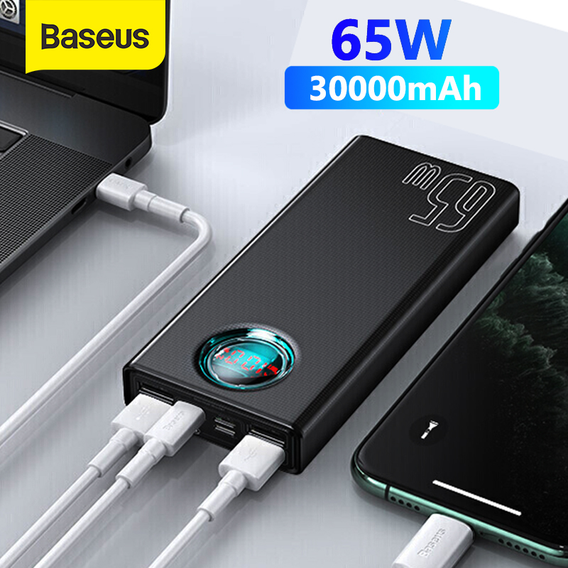 Baseus-Batería Externa de carga rápida, cargador portátil PD de 65W,  30000mAh, para MacBook Pro, portátil, iPhone y Xiaomi - AliExpress