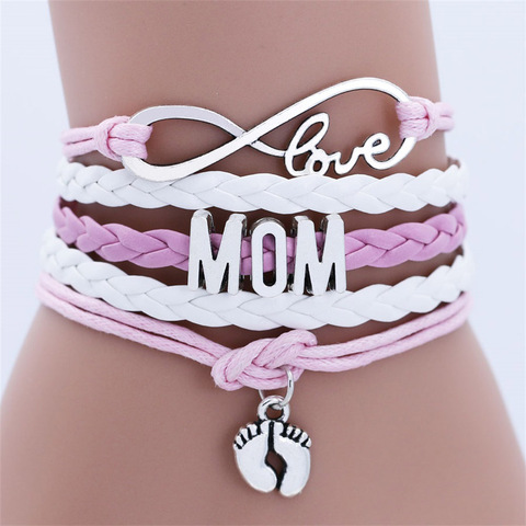 Pulsera Cadena de pie doble infinito amor de mamá para mujer, brazaletes de la Amistad joyería, pulsera multicapa, joyería ► Foto 1/6