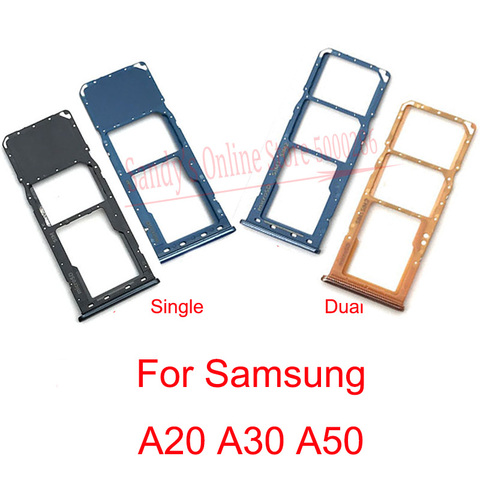 Soporte de bandeja de tarjeta Sim Dual individual para Samsung Galaxy A20, A30, A50, A205, A305, A505, A305F, A505F, adaptador de ranura para lector de tarjetas SD, 2 uds. ► Foto 1/1