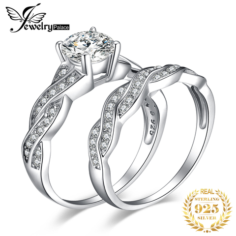 JPalace-Conjunto de anillos de compromiso Infinity para mujer, 925 anillos de plata esterlina de aniversario, anillos de boda, conjunto de novia, joyería de plata 925 ► Foto 1/6