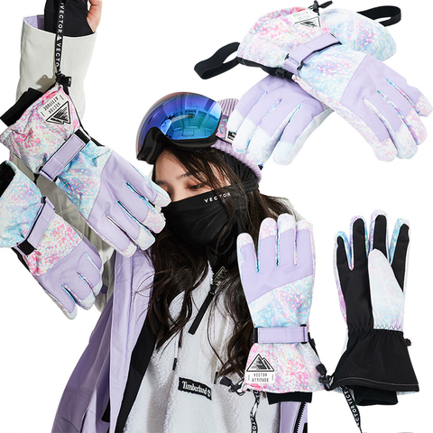 Guantes de esquí Extra gruesos 2 en 1 para hombre y mujer, Snowboard, nieve, deportes de invierno, cálidos, impermeables, a prueba de viento, esquí, Plam de piel sintética ► Foto 1/6