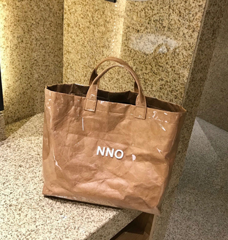 Bolso de compras de Papel Kraft de gran tamaño, bolsa de Doble transparente de PVC, informal, impermeable, para playa, de verano ► Foto 1/6