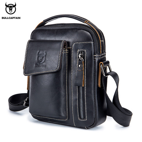 BULLCAPTAIN, bandolera de piel de vaca de primera capa para hombre, bolso informal de negocios, bolso mensajero de piel para hombre, gran capacidad ► Foto 1/6