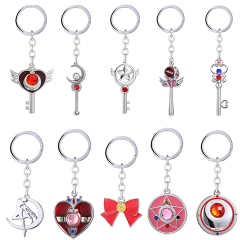 LLavero de Sailor Moon para mujer y niña, joyería para disfraz, colgante de corazón, lazo, Luna, llavero de coche, regalo ► Foto 1/6