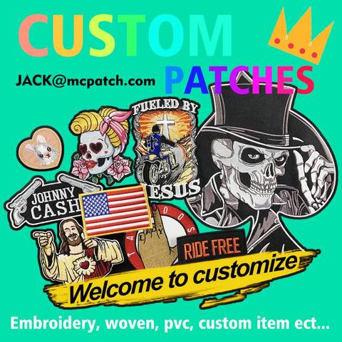 Parche de bordado personalizado su propio parche de hierro personalizado en motociclista militar para apliques de ropa DIY pvc insignias carta pegatinas ► Foto 1/6