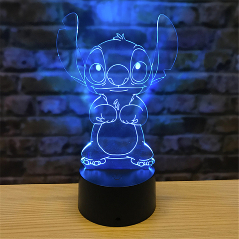 Lámpara de luz nocturna 3D de Stitch para niños lámpara de escritorio LED de dibujos animados, 7 cambios de colores, ilusión RBG, lámpara de habitación decorativa, regalo para bebés ► Foto 1/6