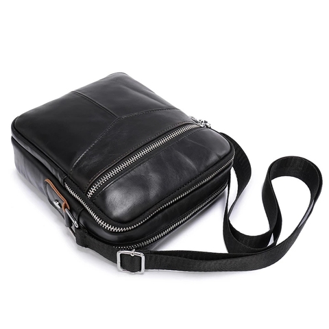 Bolso de hombro de cuero genuino para hombre, bandolera de alta calidad con capacidad ► Foto 1/6