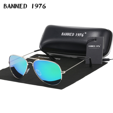 BANNED 1976 clásico HD polarizado marco de metal gafas de sol de moda diseño clásico mujeres hombres femenino marca oculos vintage gafas ► Foto 1/6