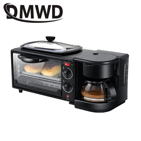 Máquina de desayuno eléctrica 3 en 1 DMWD, Mini máquina de Café Americano por goteo multifunción para Pizza, huevo de horno, tortilla, sartén, tostadora ► Foto 1/6