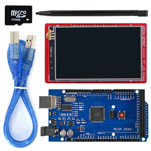 Kit de pantalla TFT LCD de 3,2 pulgadas con módulo de pantalla táctil, sensor de temperatura a bordo + lápiz táctil/tarjeta TF/Mega2560 para Arduino ► Foto 1/6