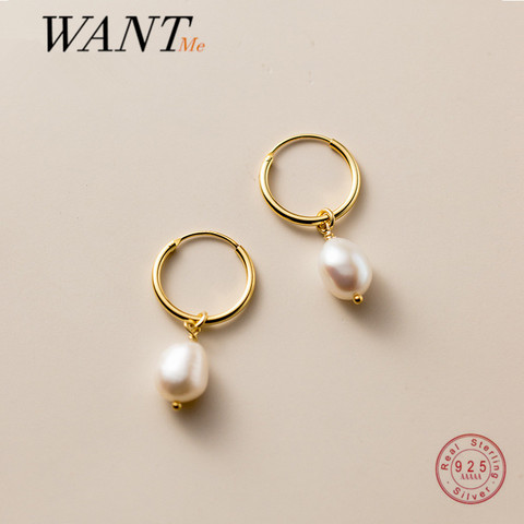 WANTME-pendientes de plata de ley 925 con Perla Barroca de agua dulce, pendientes inusuales para mujeres, joyería gótica elegantes y encantadores 2022 ► Foto 1/6