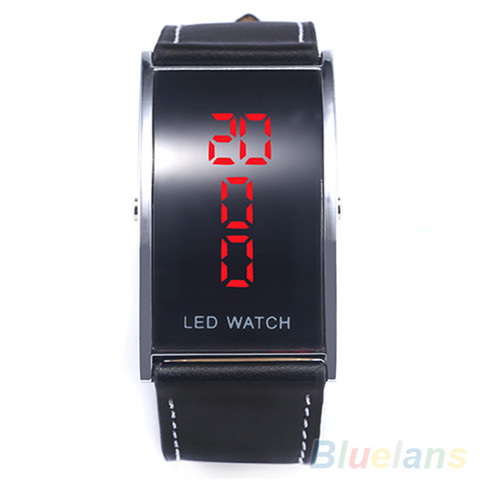 Reloj de pulsera electrónico para hombre y mujer, con pantalla LED Digital, con fecha, esfera rectangular, correa de cuero de imitación ► Foto 1/6