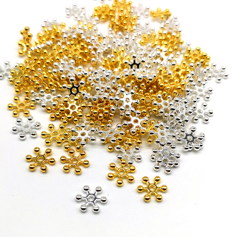 50pcs Gold Silver Snowflake Spacers Beads Alloy Beads Jewellery Making DIY Accessories ► Foto 1/5